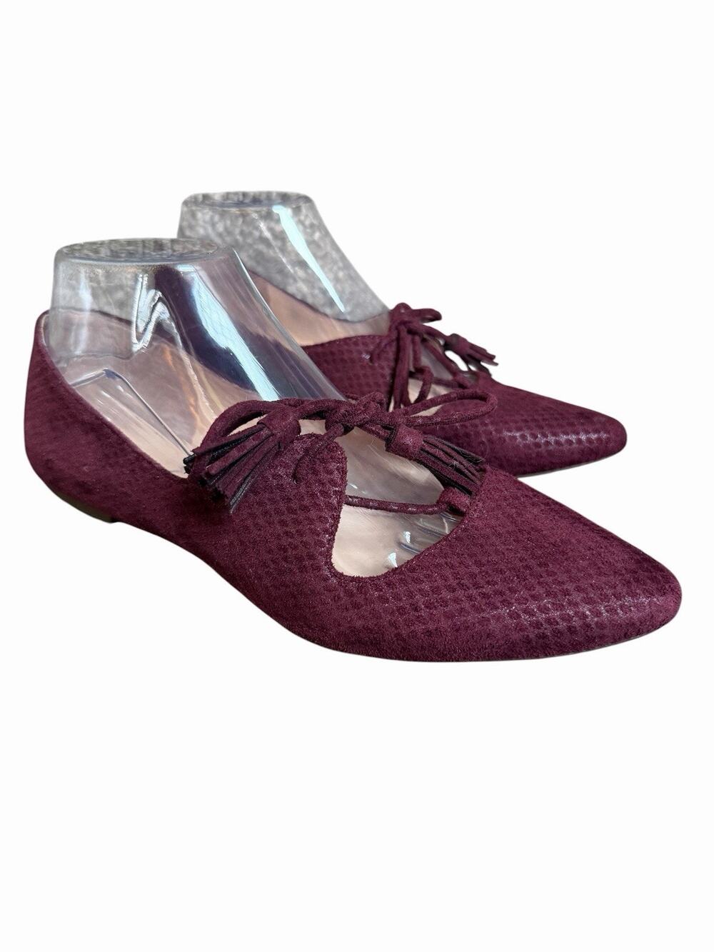 Jessica Simpson Faux Suede Mary Jane Flats Size 7.5 Maroon Mary Janes Tassles